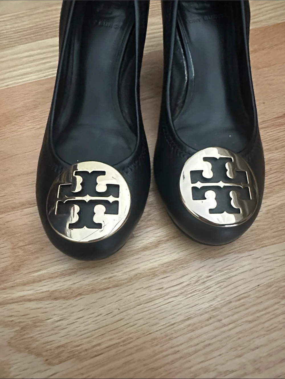 Tory Burch wedge heel black and gold